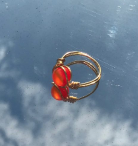 Sunny Orange Wire Wrapped Ring