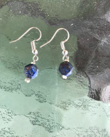 Blue Hexagonal Dangle Earrings